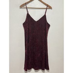 Velvet Burnout Eyeshadow Slip Dress L Burgundy Wine Whimsigoth Witchy Dark Fairy